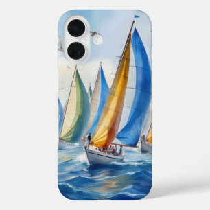 Watercolor Artwork Sailboat Regatta iPhone 16 Case