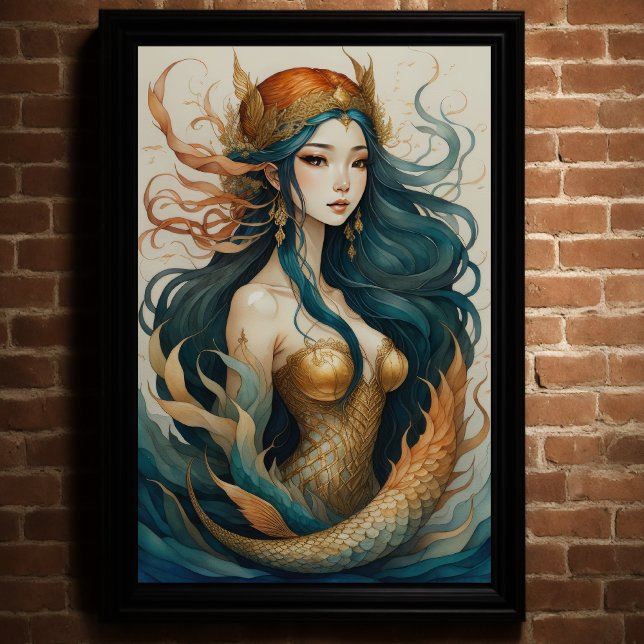 Watercolor Asian Mermaid Goddess Poster (Creator Uploaded)