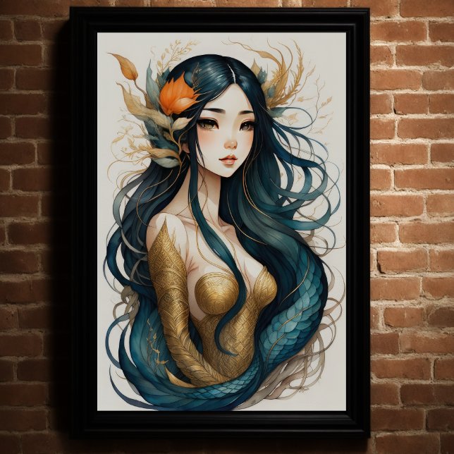 Watercolor Asian Mermaid Poster (Creator Uploaded)