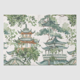 Watercolor Asian Pagoda in Verdant Landscape (10) Tissue Paper