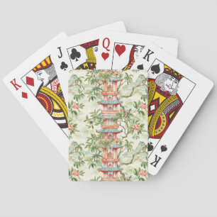 Watercolor Asian Pagoda in Verdant Landscape (1) Playing Cards
