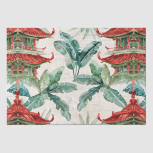 Watercolor Asian Pagoda in Verdant Landscape (2) Tissue Paper