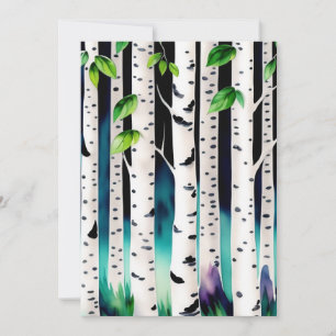 Watercolor Aspen Trees Flat Greeting Card