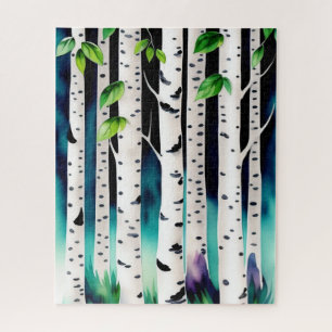 Watercolor Aspen Trees  Jigsaw Puzzle