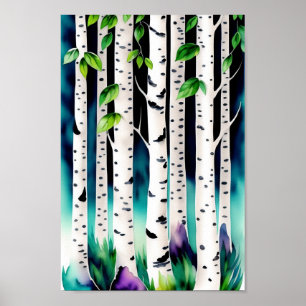 Watercolor Aspen Trees Poster