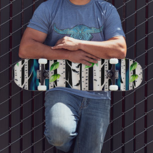 Watercolor Aspen Trees   Skateboard