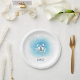Watercolor Astrology - Cancer Paper Plates