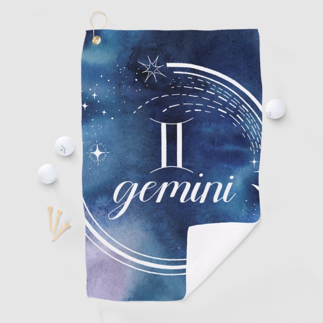 Watercolor Astrology - Gemini Golf Towel (InSitu)
