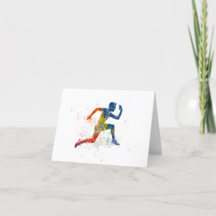 Watercolor athlete runner thank you card