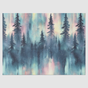 Watercolor Aurora Borealis Forest Tissue Paper