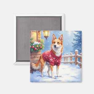 Watercolor Australian Cattle Dog Rustic Garland Magnet
