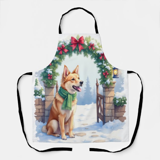 Watercolor Australian Kelpie Countryside Gate Apron (Front)