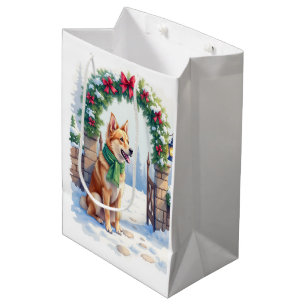 Watercolor Australian Kelpie Countryside Gate Medium Gift Bag