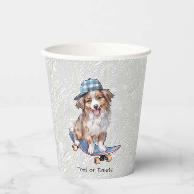Watercolor Australian Shepherd Paper Cups (Front)