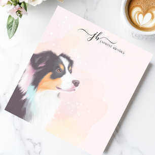 Watercolor Australian Shepherd Personalised Notepad