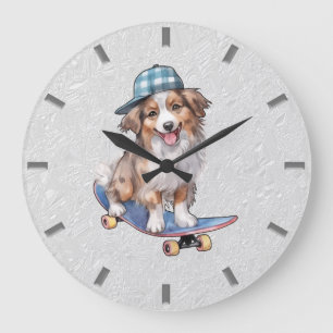 Watercolor Australian Shepherd Wall Clock