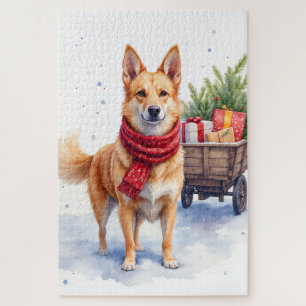 Watercolor Australian Stumpy Tail Cattle Dog Jigsaw Puzzle