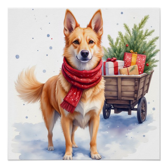 Watercolor Australian Stumpy Tail Cattle Dog Poster (Front)