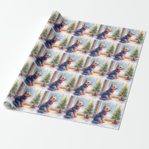 Watercolor Australian Terrier Tabletop Christmas Wrapping Paper