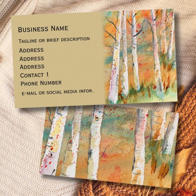 Watercolor Autumn Aspen Trees Business Card (Creator Uploaded)