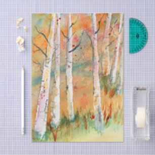 Watercolor Autumn Aspen Trees Tissue Paper