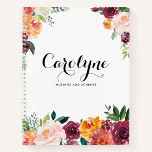 Watercolor Autumn Blooms Personalised Notebook
