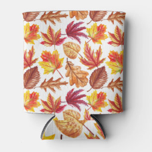 Watercolor autumn botanic, seamless composition. can cooler