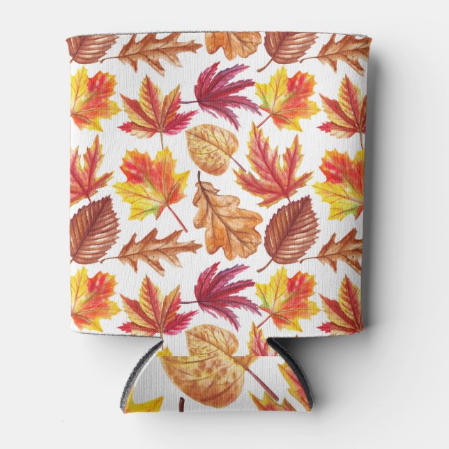 Watercolor autumn botanic, seamless composition. can cooler (Front)