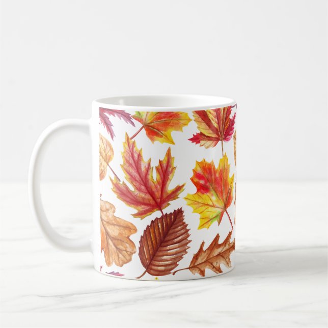 Watercolor autumn botanic, seamless composition. coffee mug (Left)