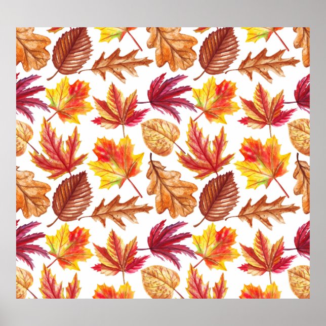 Watercolor autumn botanic, seamless composition. poster (Front)