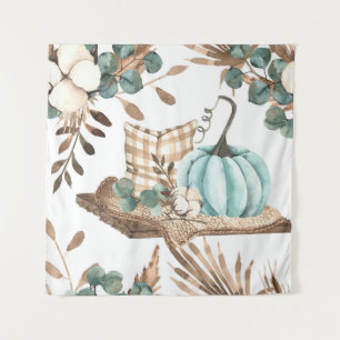 Watercolor Autumn: Coloured Pumpkin Pattern Tapestry