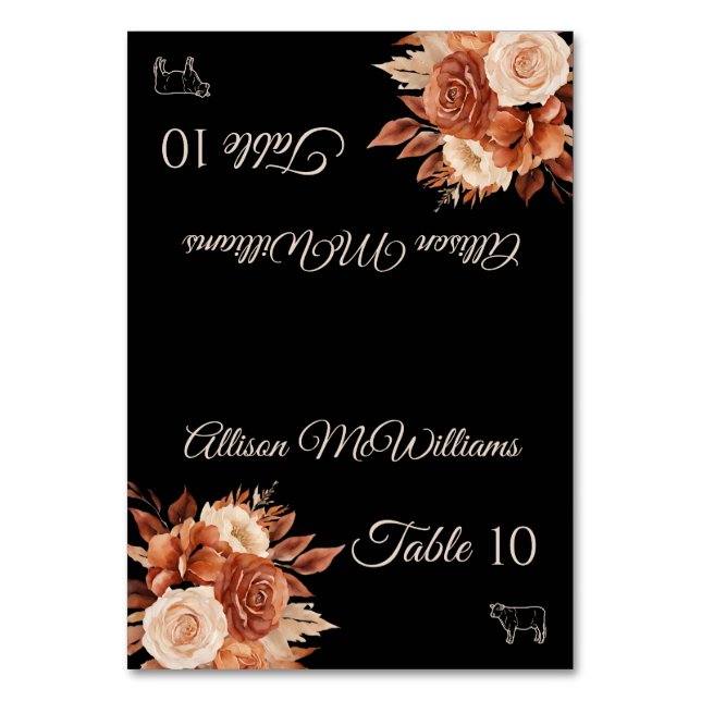 Watercolor Autumn Elegance-Meat- Table Number (Front)