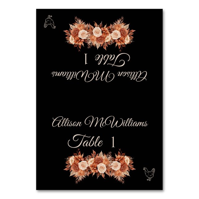 Watercolor Autumn Elegance-Poultry Icon- Table Number (Front)