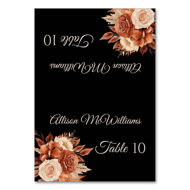 Watercolor Autumn Elegance- Table Number (Front)