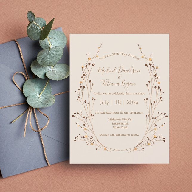 watercolor autumn fall botanical wreath wedding invitation (Creator Uploaded)