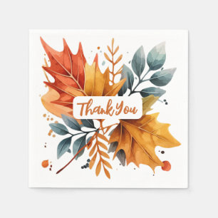 Watercolor Autumn Fall Colour Leaves Napkin