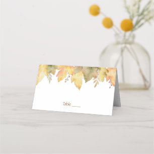 Watercolor Autumn Fall Leaves 1 Place Card