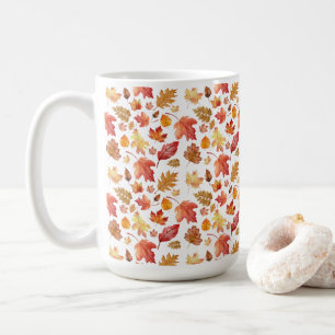 Watercolor Autumn Fall Leaves Seamless Pattern Coffee Mug