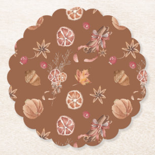 Watercolor Autumn Fall Thanksgiving Paper Coaster