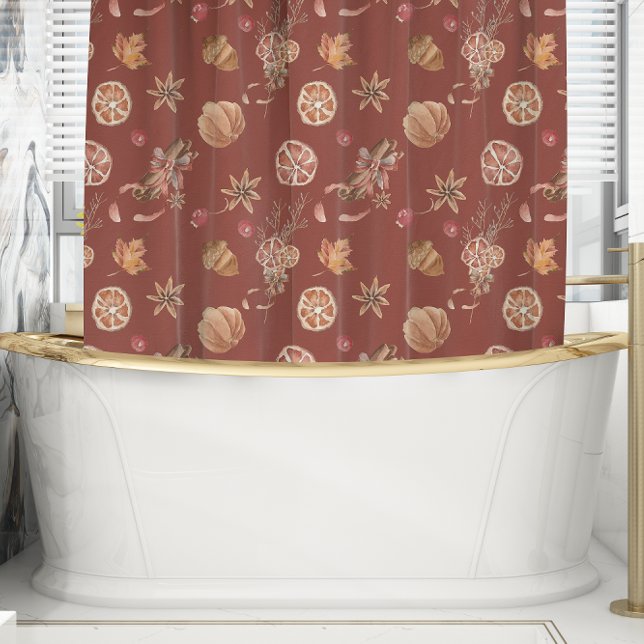 Watercolor Autumn Fall Thanksgiving Shower Curtain (Creator Uploaded)