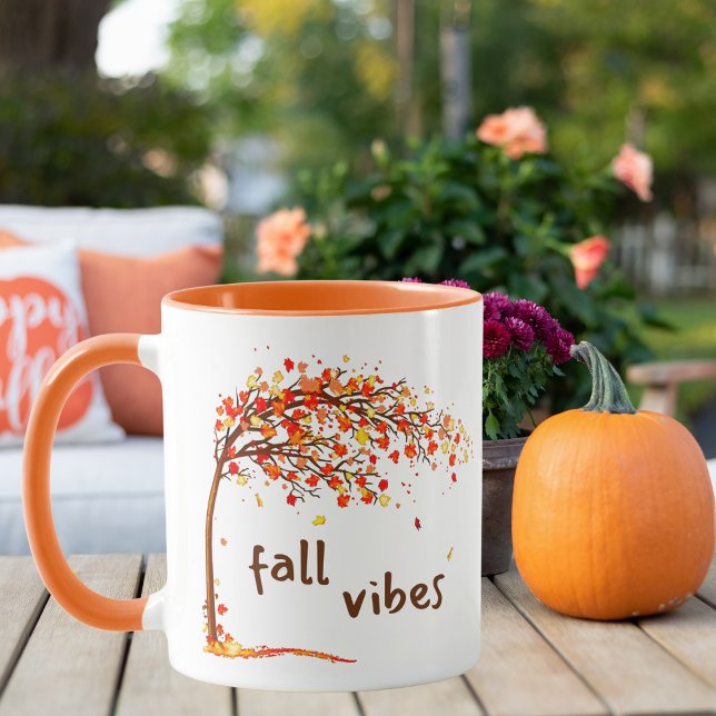 Watercolor Autumn Falling Leaves Fall Vibes Mug (Creator Uploaded)