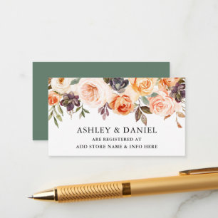 Watercolor Autumn Floral Green Wedding Registry Enclosure Card