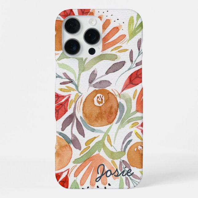 Watercolor Autumn Floral Personalised Phone Case (Back)