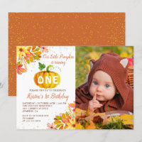 Watercolor Autumn Floral Pumpkin Birthday Photo