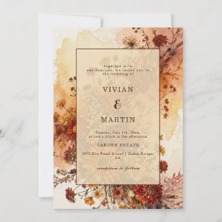 Watercolor Autumn Floral Wedding Invitation