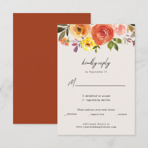 Watercolor Autumn Floral Wedding Response Card