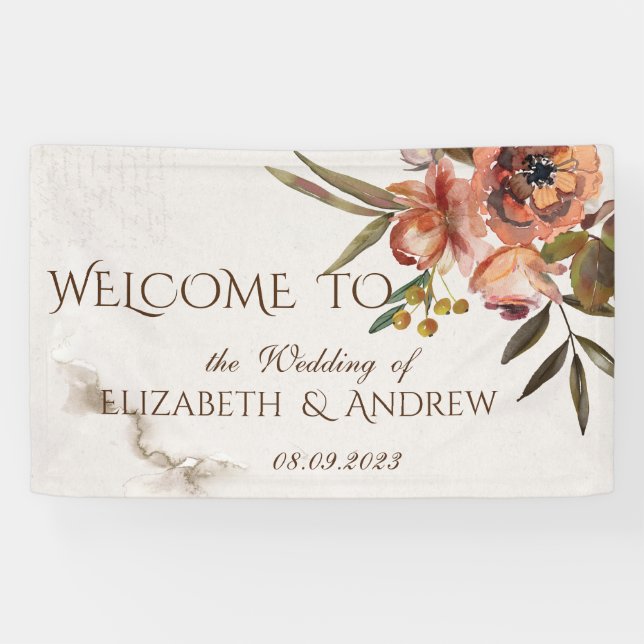 Watercolor Autumn Flowers Banner (Horizontal)