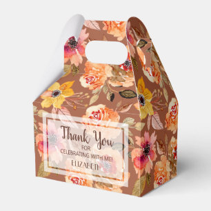 Watercolor Autumn Flowers Bridal Shower Favour Box