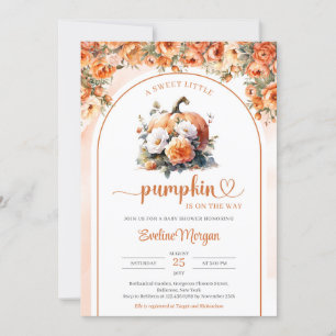 Watercolor autumn flowers pumpkin fall girl invitation
