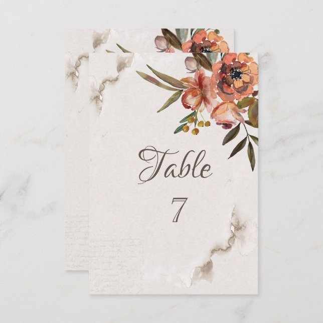 Watercolor Autumn Flowers Table   Invitation (Front/Back)